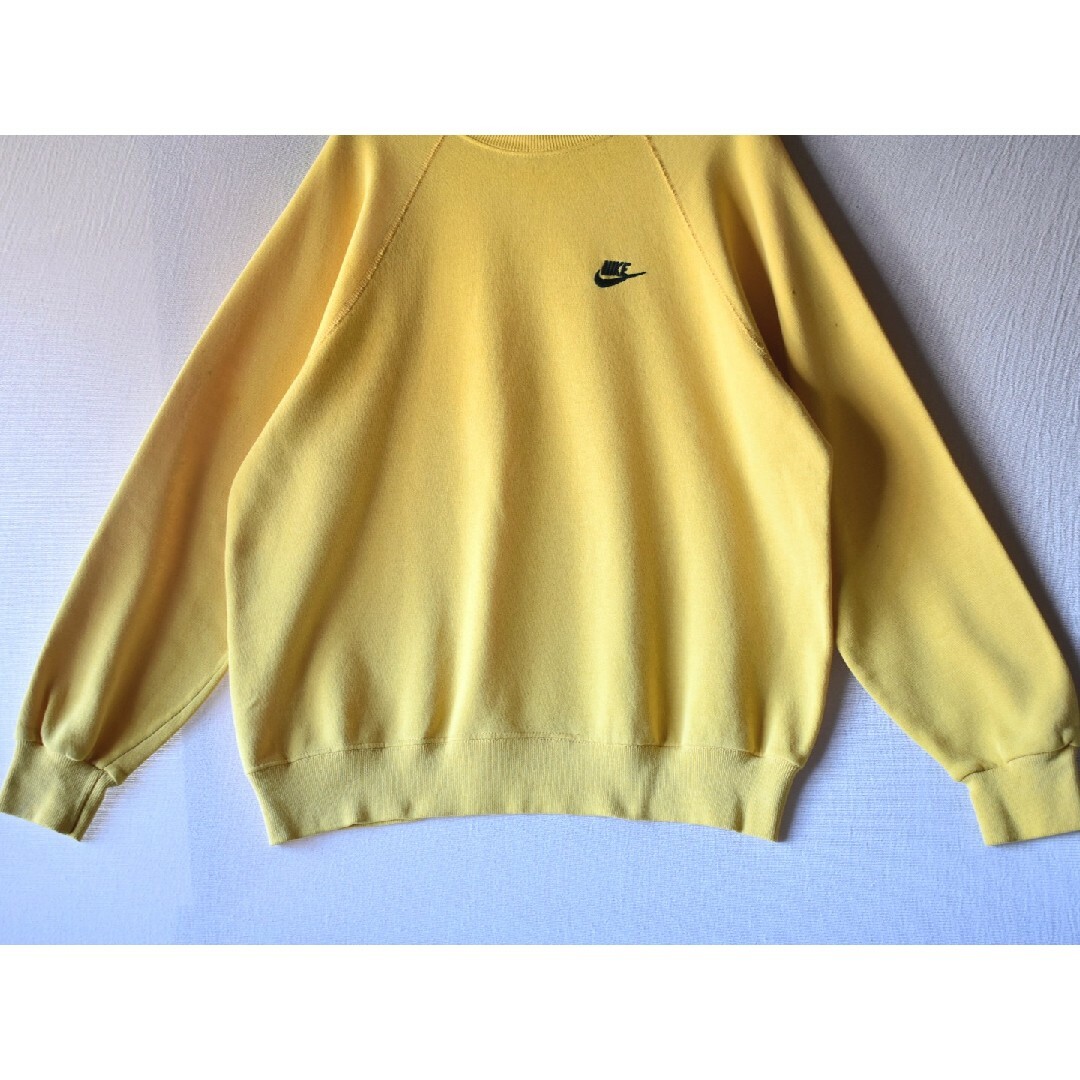 NIKE - 古着☆90's USA製 銀タグ NIKE 刺繍ロゴ 黄色スウェット