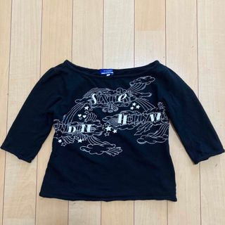 バーバリーブルーレーベル(BURBERRY BLUE LABEL)のバーバリーブルーレーベル　トップス　Tシャツ 七分袖 ブラック　38 ショート丈(カットソー(長袖/七分))