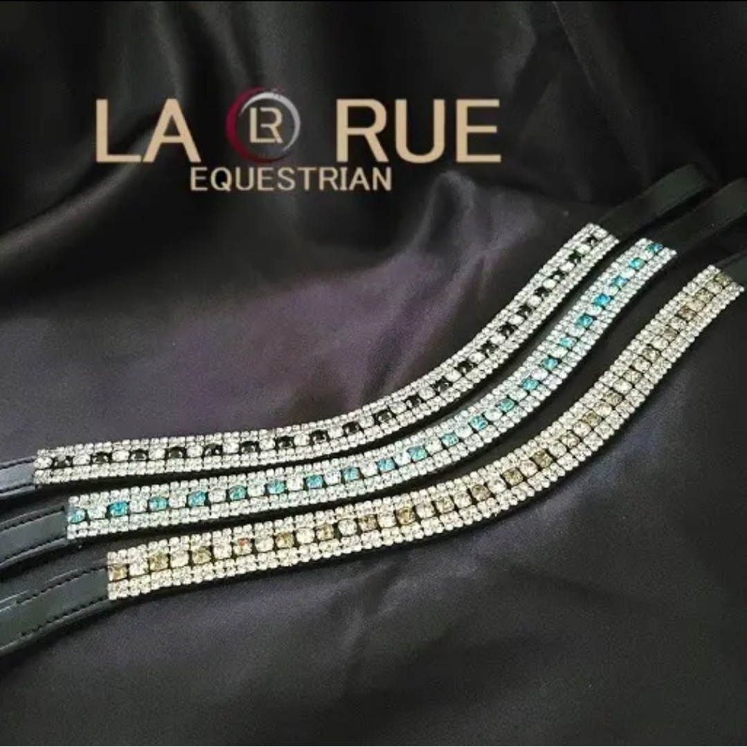 LA・RUE スワロフスキークリスタル 5ライン カーブ額革 乗馬用品 馬術