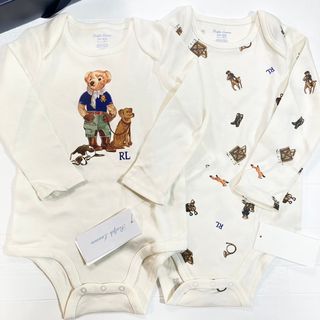 ラルフローレン(Ralph Lauren)の12m80cm  二枚セット　ラルフローレン  長袖　ロンパース(ロンパース)