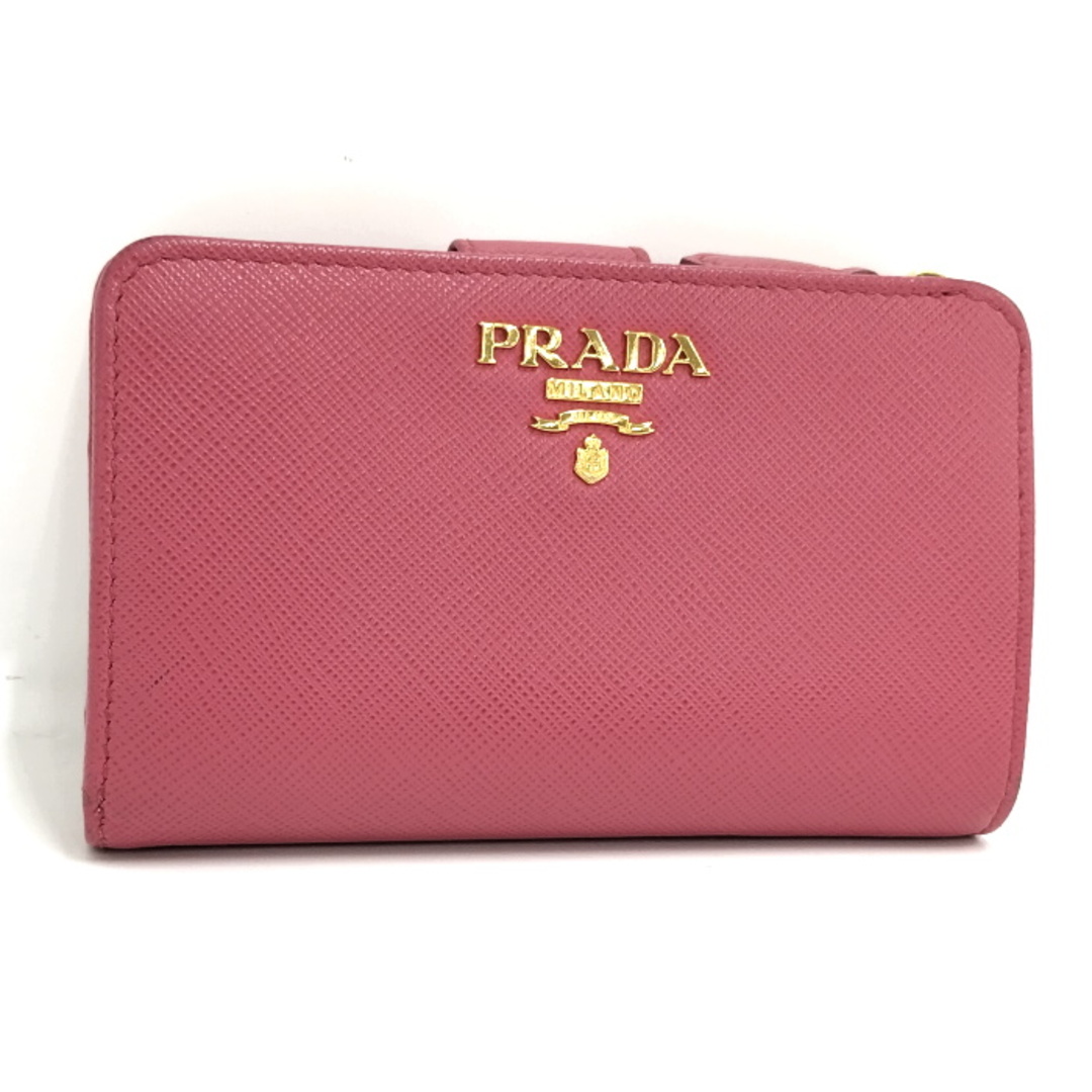 PRADA プラダ 二つ折り財布 サファイアーノレザー ゴールドロゴ 金具 L字