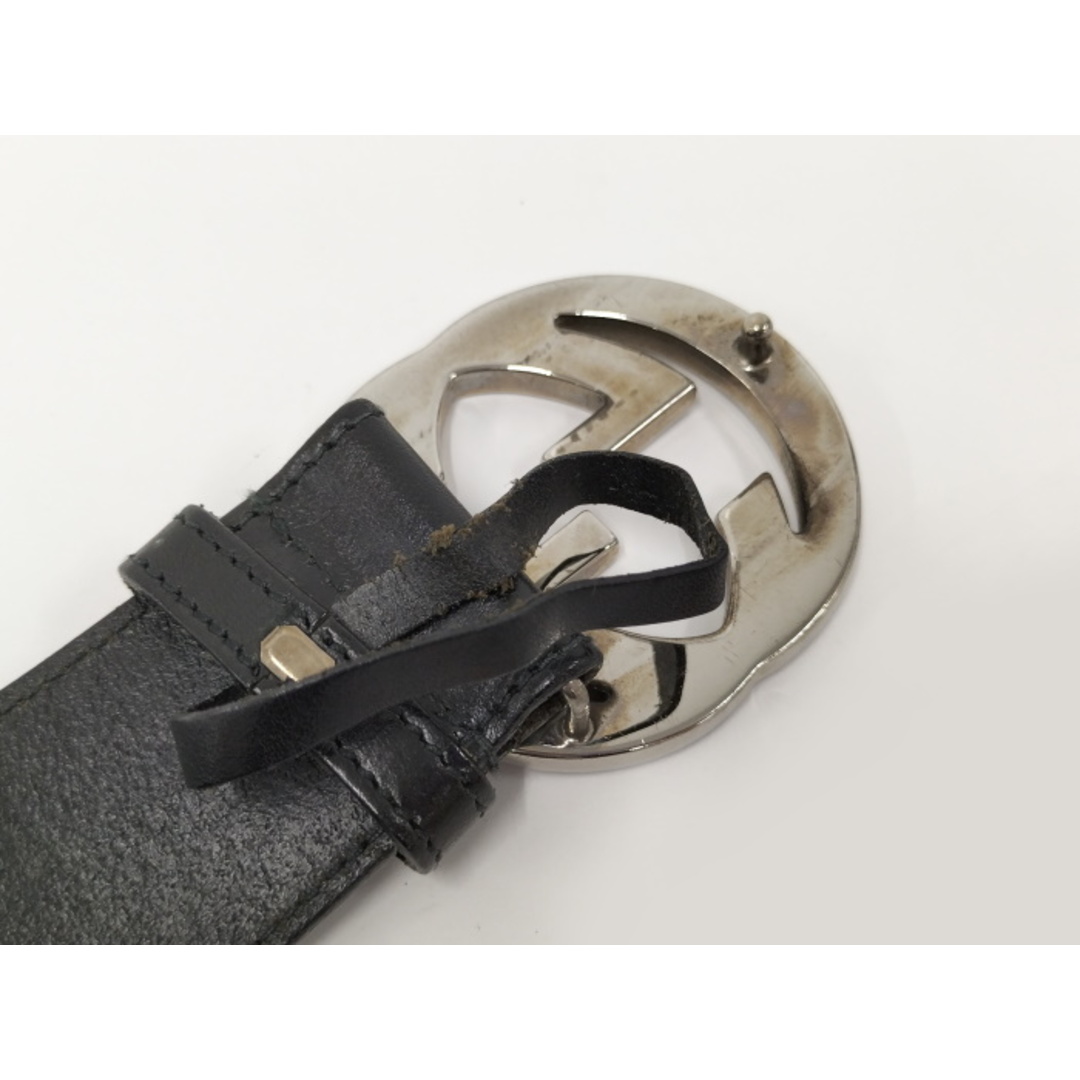 Gucci - GUCCI ベルト インターロッキングG レザー シルバー金具