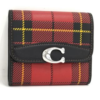 コーチ(COACH)のCOACH 三つ折り財布 ブラッド プリント レザー ブラック レッド(財布)