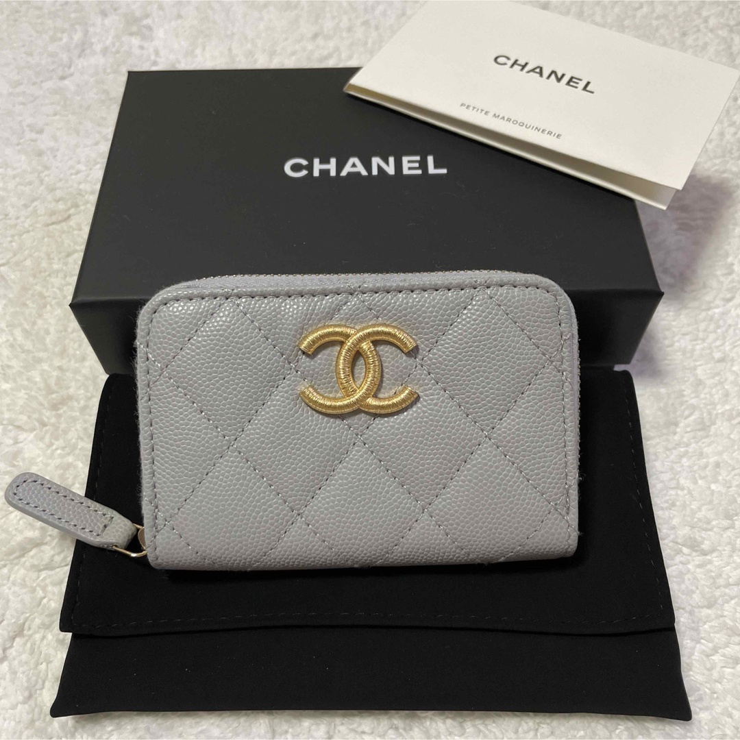 ゴールド新品 シャネル CHANEL ジップ コインパース ミニ財布 カードケース