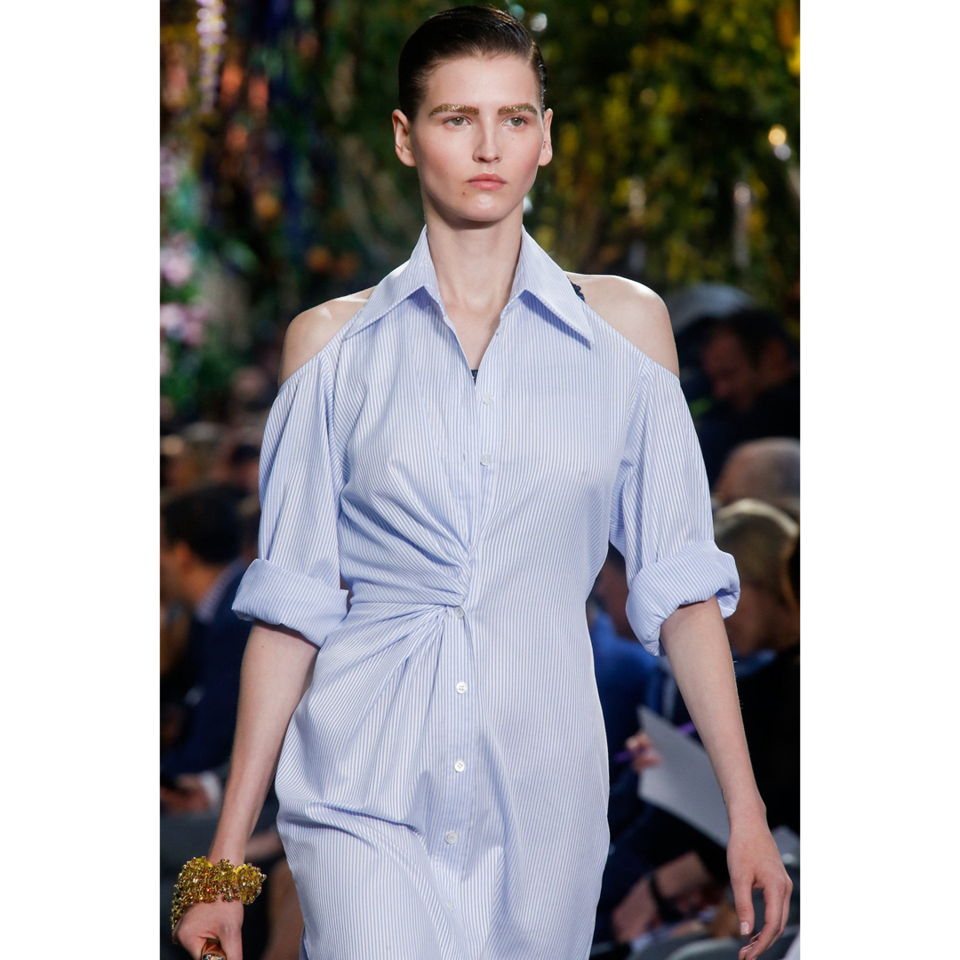 極美品　Christian Dior ストライプ  シャツ　ワンピース　ドレス