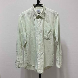 ユニクロ(UNIQLO)のC-081ユニクロ AUTHENTIC  長袖シャツ　グリーン縦縞　サイズL(シャツ)