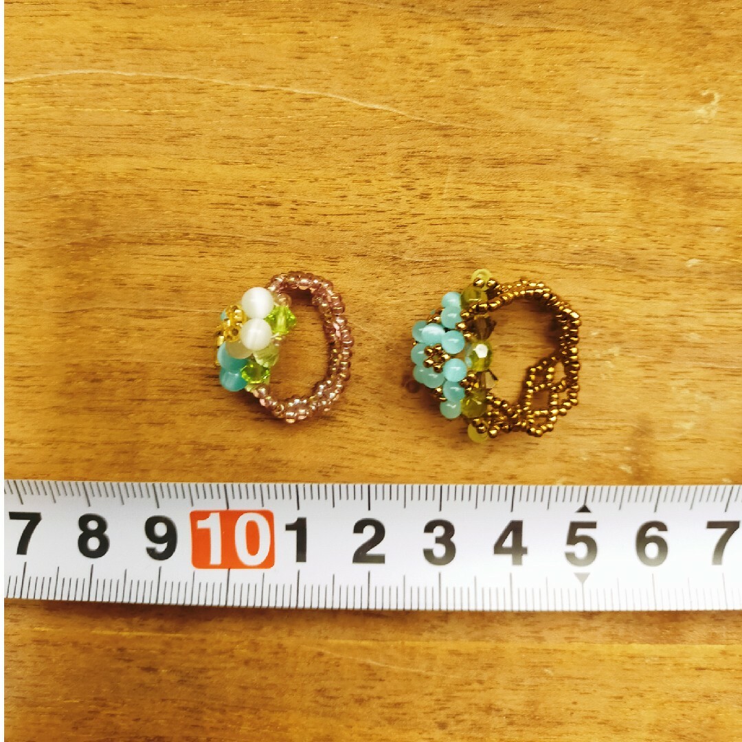 ビーズアクセサリー　指輪3個セット　花 ハンドメイドのアクセサリー(リング)の商品写真