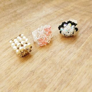 ビーズアクセサリー　指輪3個セット(リング)