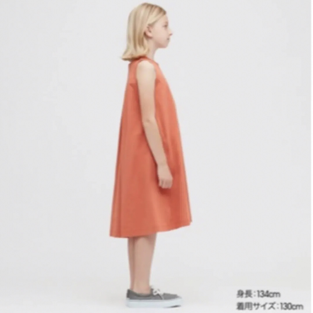 UNIQLO(ユニクロ)のUNIQLO girlsマーセライズワンピース(オリーブ)(160) キッズ/ベビー/マタニティのキッズ服女の子用(90cm~)(ワンピース)の商品写真