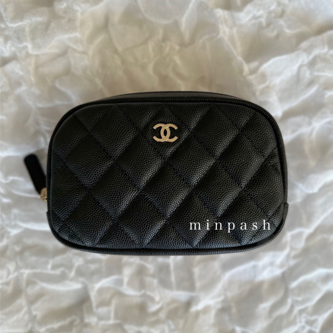 CHANEL シャネル コスメポーチ キャビアスキン グリーン