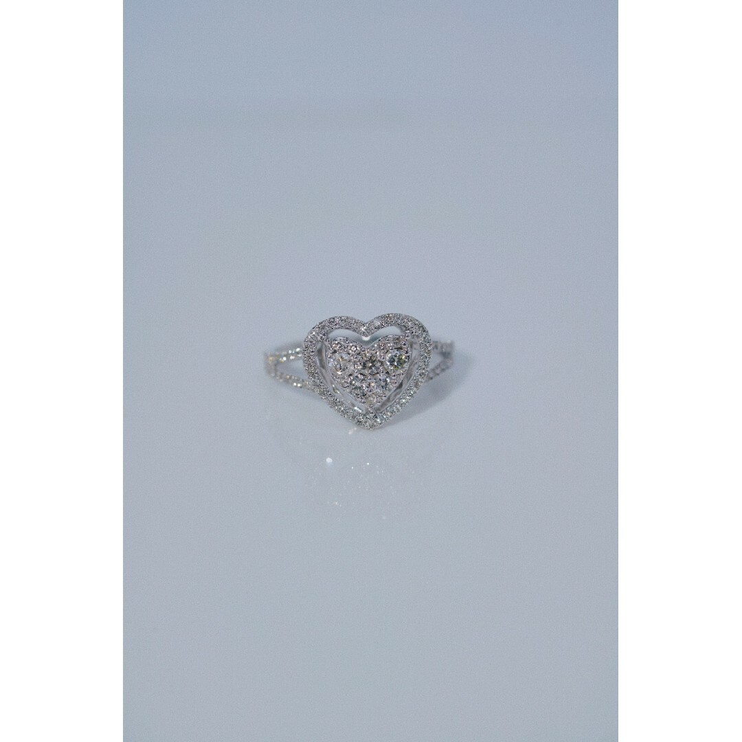 ハートモチーフ　天然ダイヤモンドリングk18 レディースのアクセサリー(リング(指輪))の商品写真