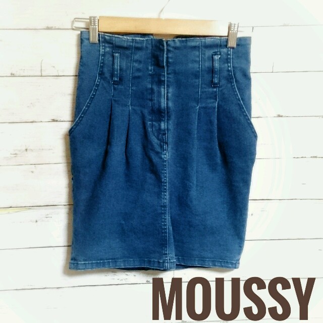 moussy(マウジー)のMOUSSY ハイウエストデニムスカート レディースのパンツ(デニム/ジーンズ)の商品写真