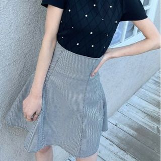 新品タグ付き ロイヤルパーティ チューリップミニフレアスカート チェック 白 黒