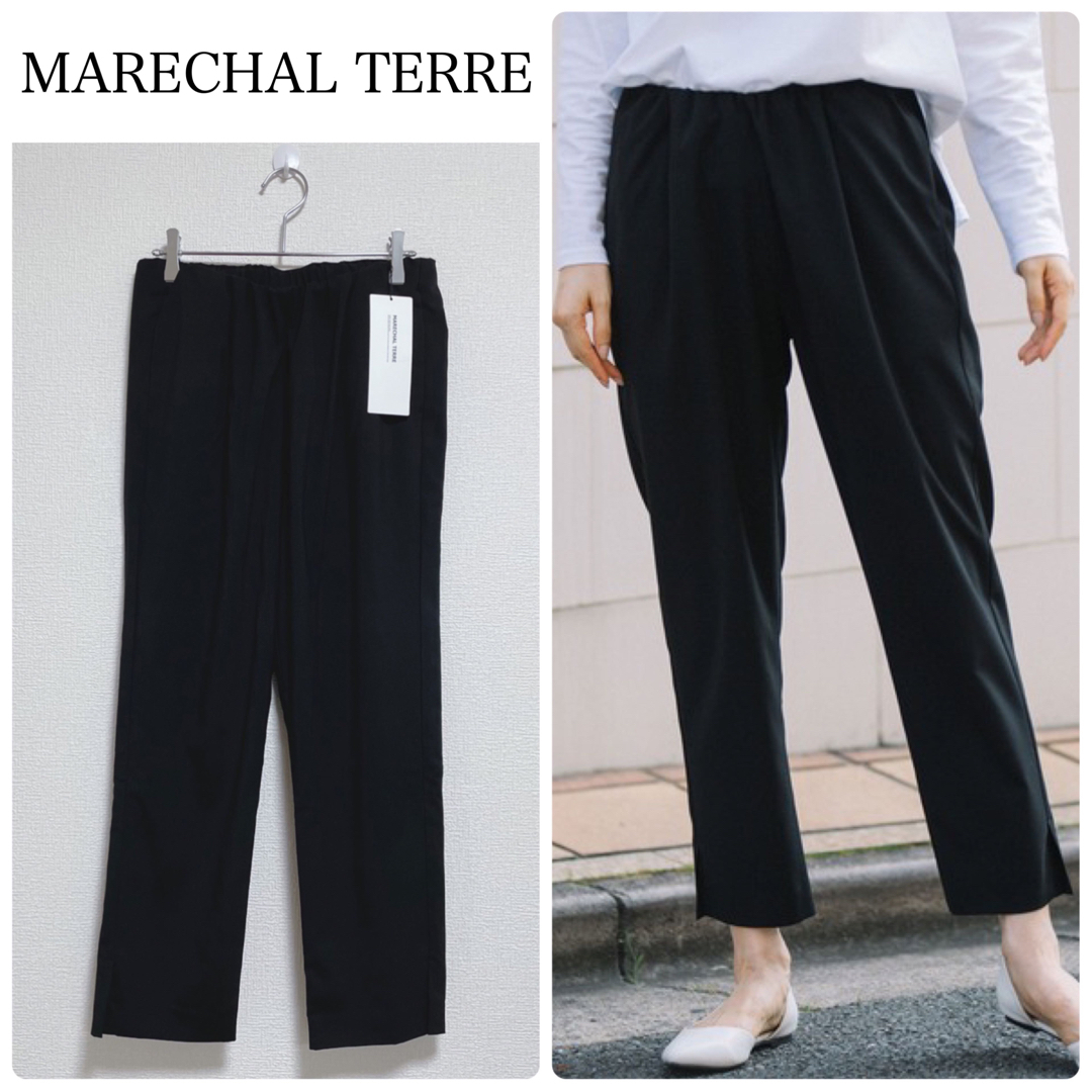 【新品タグ付】MARECHAL TERREギャザースリットパンツ　黒　サイズ3