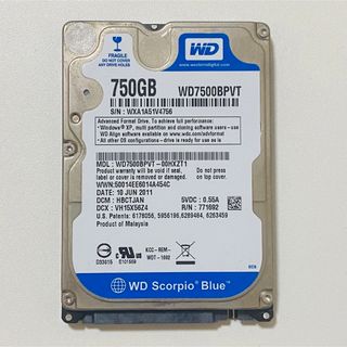 ウェスタンデジタル(Western Digital)の2.5インチWD HDD 750GB 9.5mm(PCパーツ)