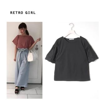 新品♡レトロガール♡袖スカラップカットソー(Tシャツ(半袖/袖なし))