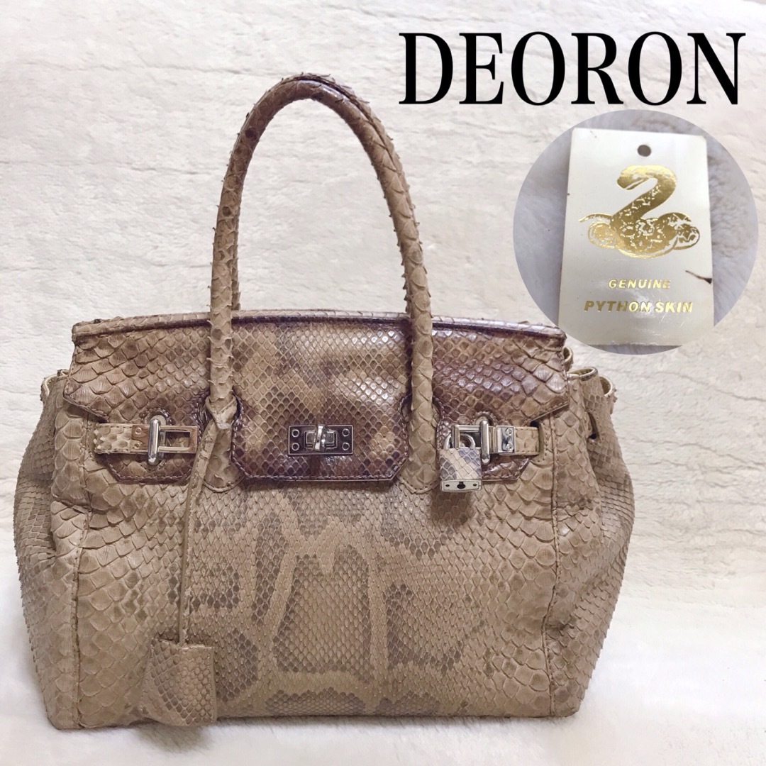 極美品 DEORON 蛇革 パイソン 本革 オールレザー ハンドバック 金具みららショップハンドバッグ