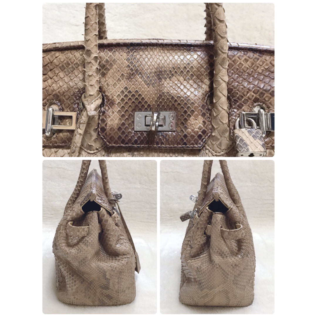 極美品 DEORON 蛇革 パイソン 本革 オールレザー ハンドバック 金具 レディースのバッグ(ハンドバッグ)の商品写真