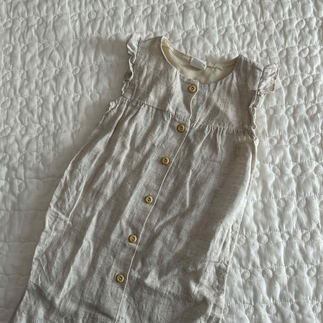 H&M(エイチアンドエム)のH&M ベビー　リネンブレンドロンパース #1 キッズ/ベビー/マタニティのベビー服(~85cm)(ロンパース)の商品写真