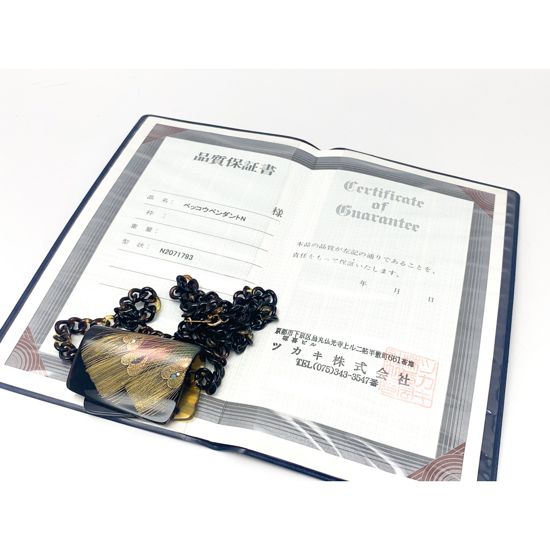 K18 べっ甲 ネックレス 約60cm アクセサリー 作家刻印有り