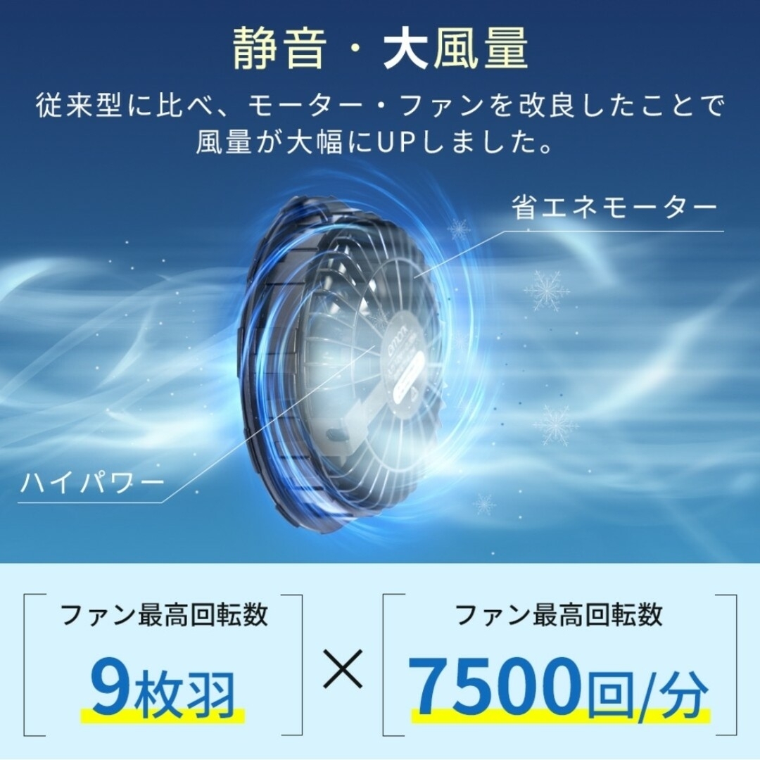 空調服　バッテリー　ファン　セット　強力　16V仕様 スマホ/家電/カメラの冷暖房/空調(扇風機)の商品写真