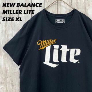 ニューバランス(New Balance)のアメリカ古着NEW BALANCE ミラーライトビールプリントTシャツ　XL 黒(Tシャツ/カットソー(半袖/袖なし))