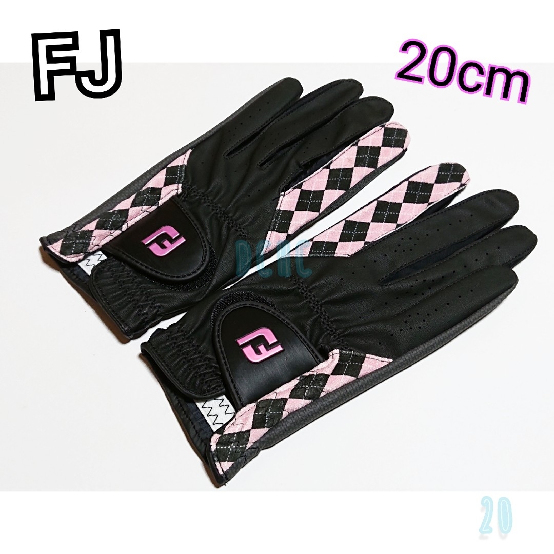 FootJoy(フットジョイ)の新品【20cm】【ブラック／ピンク】【両手用】フットジョイ ゴルフグローブ スポーツ/アウトドアのゴルフ(その他)の商品写真