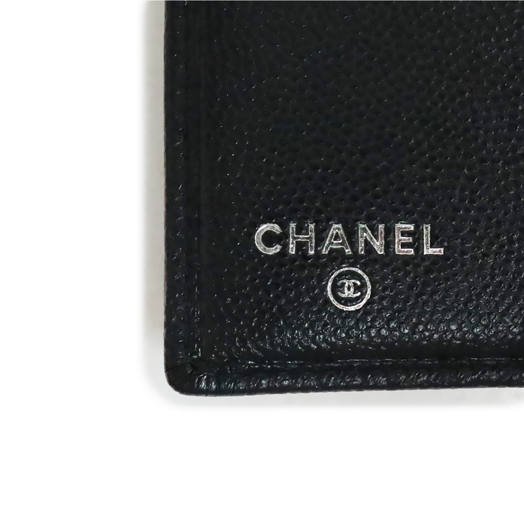 【CHANEL】二つ折り財布 マトラッセ 型押し ブラック　シャネル