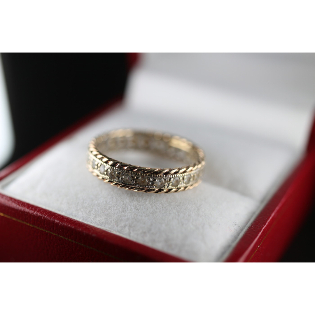 ビンテージ レディース ゴールド シルバー リング 指輪  375 J120 レディースのアクセサリー(リング(指輪))の商品写真