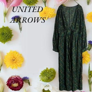 ユナイテッドアローズグリーンレーベルリラクシング(UNITED ARROWS green label relaxing)の美品☆UNITED ARROWS ロングワンピース ペイズリー柄 総柄 F(ロングワンピース/マキシワンピース)