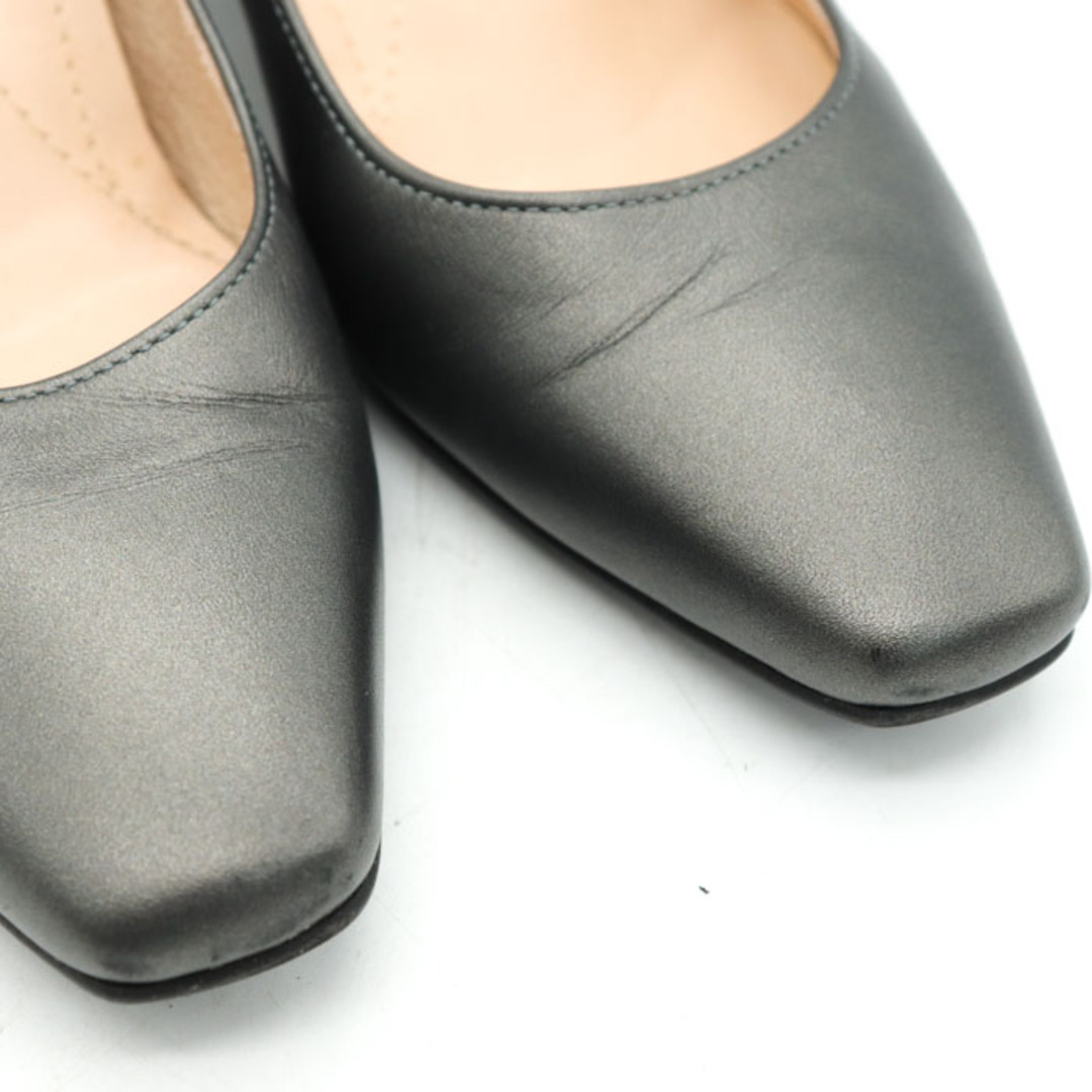 エイゾー プレーンパンプス スクエアトゥ ミドルヒール 本革レザー 日本製 シューズ 靴 ブランド レディース 22.5cmサイズ グレー EIZO レディースの靴/シューズ(ハイヒール/パンプス)の商品写真