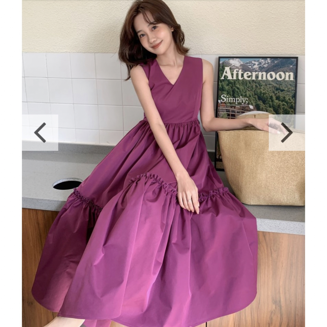 バースデーバッシュ V NECK FLARE TIERED DRESSロングワンピース