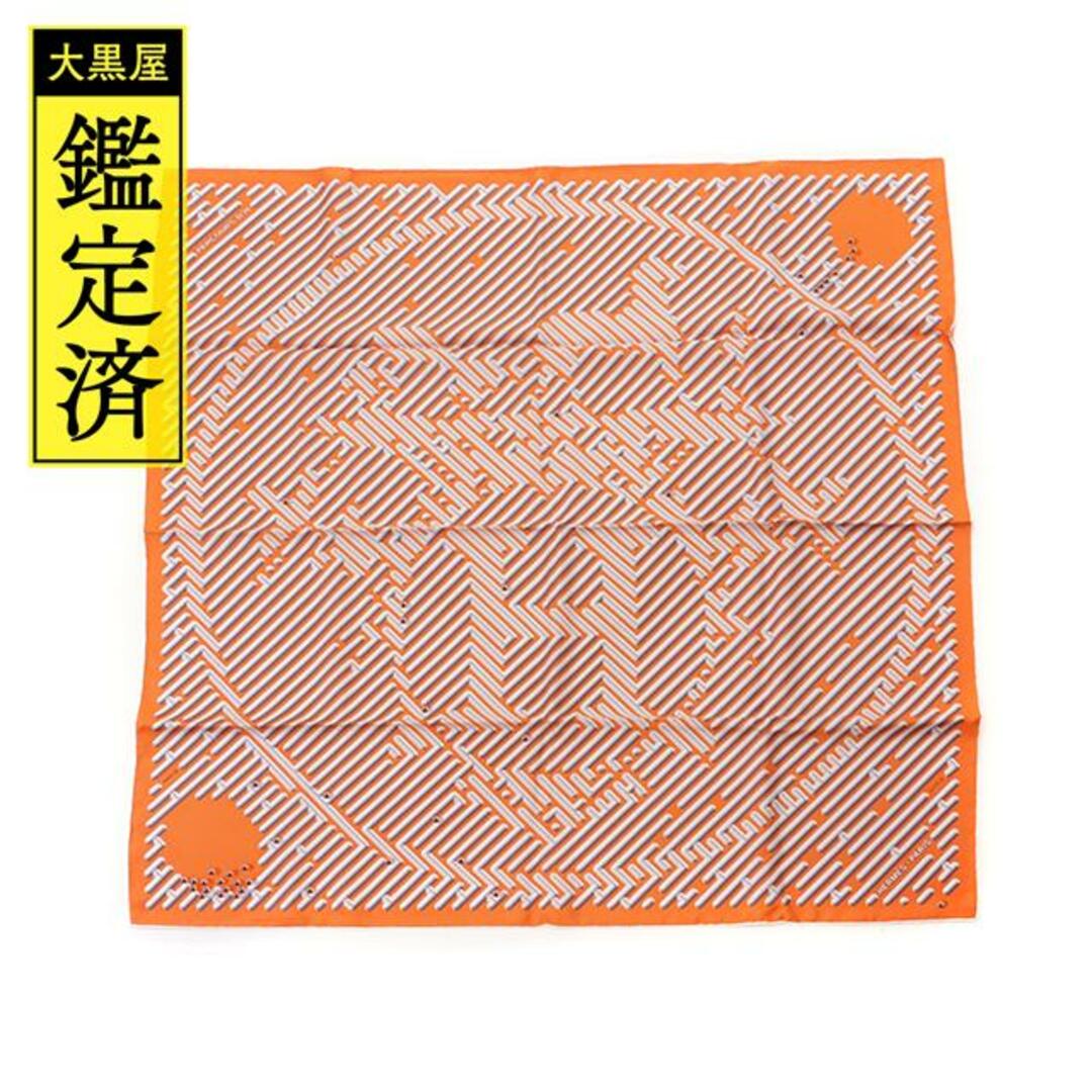 HERMES　カレ90　PARCOURS D'H　Hの迷宮　オレンジ　【431】ファッション小物