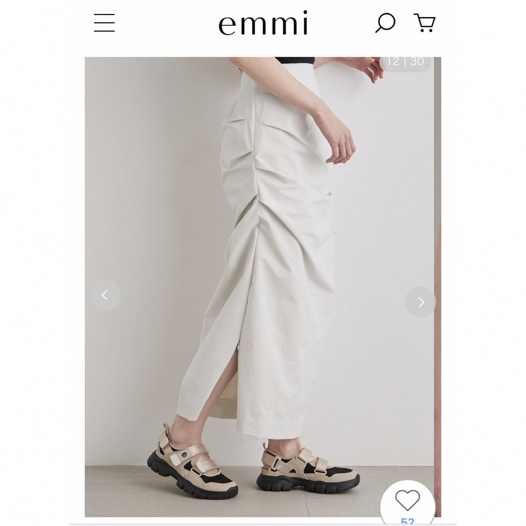 【emmi atelier】タック入りストレッチタイトスカート