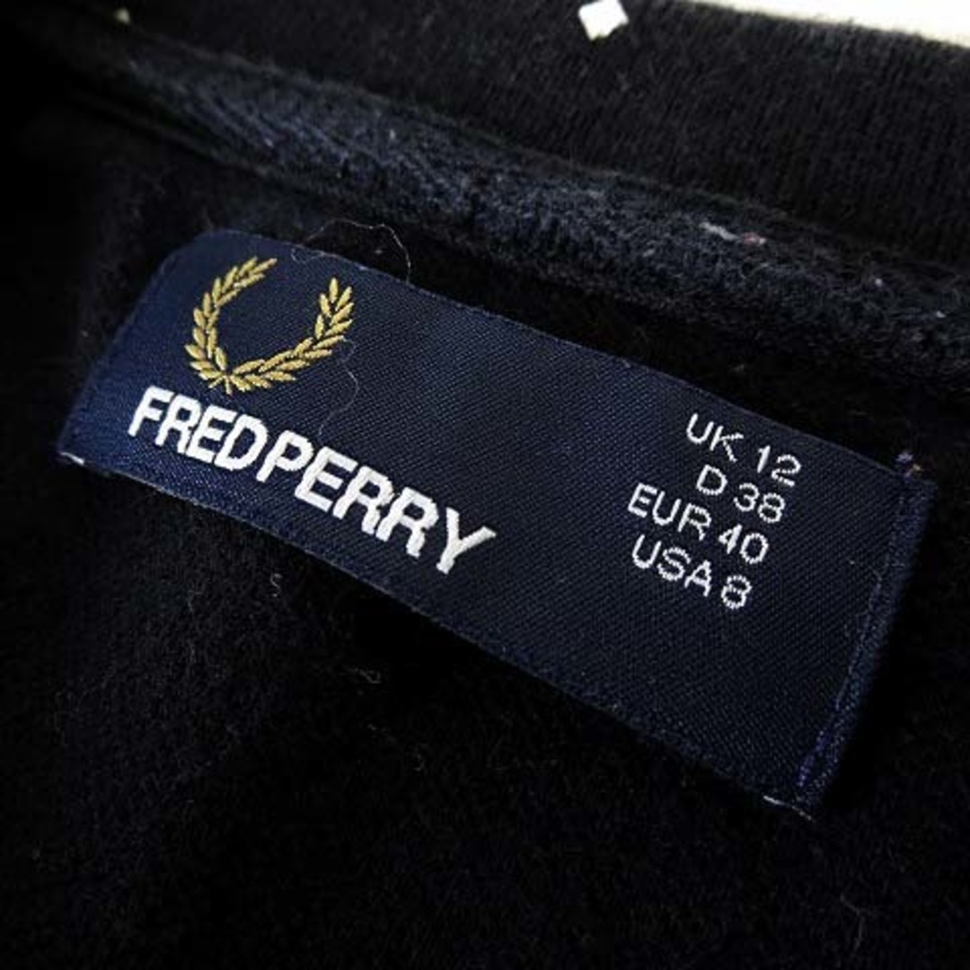 FRED PERRY(フレッドペリー)のフレッドペリー ポロシャツ ロゴ 刺繍 ドット衿 ストレッチ 半袖 M 黒 白 レディースのトップス(ポロシャツ)の商品写真