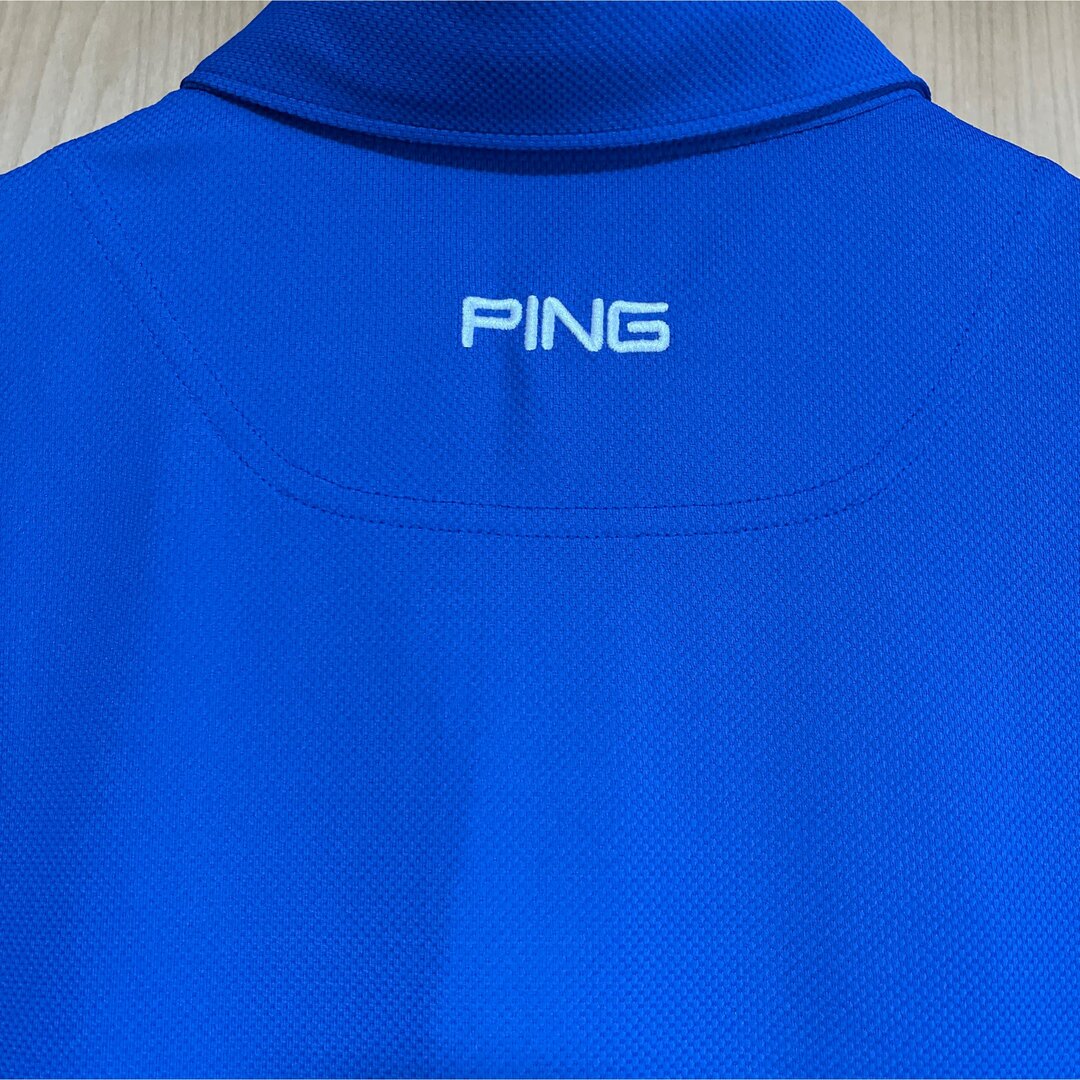 PING(ピン)のping ピン  半袖ポロシャツ　Lサイズ　ゴルフ　メンズ ブルー　UV 速乾 スポーツ/アウトドアのゴルフ(ウエア)の商品写真