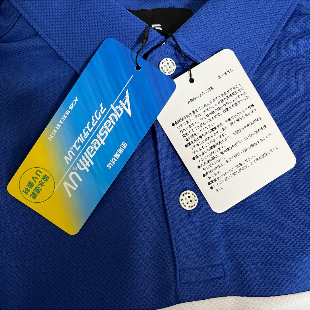 PING(ピン)のping ピン  半袖ポロシャツ　Lサイズ　ゴルフ　メンズ ブルー　UV 速乾 スポーツ/アウトドアのゴルフ(ウエア)の商品写真