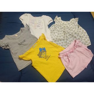 メゾピアノ(mezzo piano)の女の子キッズ　カットソー　半袖　短パン　サイズ90  5枚セット　まとめ売り(Tシャツ/カットソー)