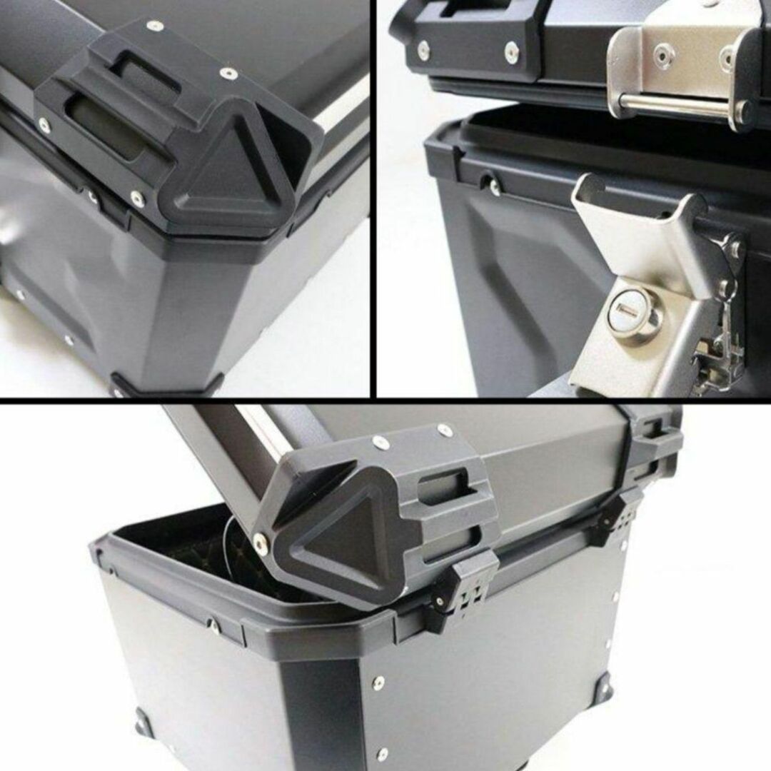 バイク用リアボックス 大容量 55L アルミ鍵2本 (55L Black 黒) 国内