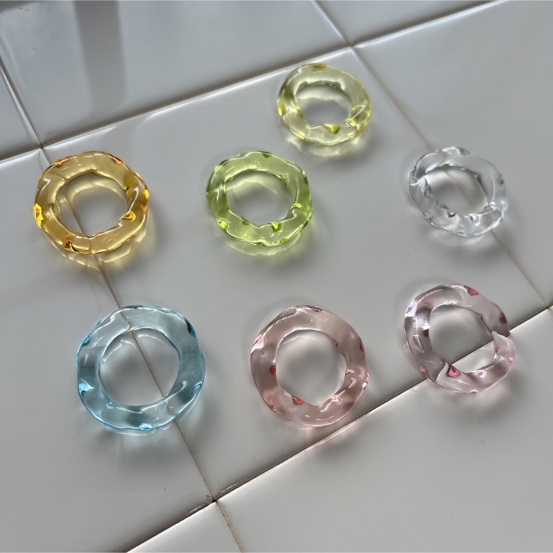 wave ring /  light green レディースのアクセサリー(リング(指輪))の商品写真