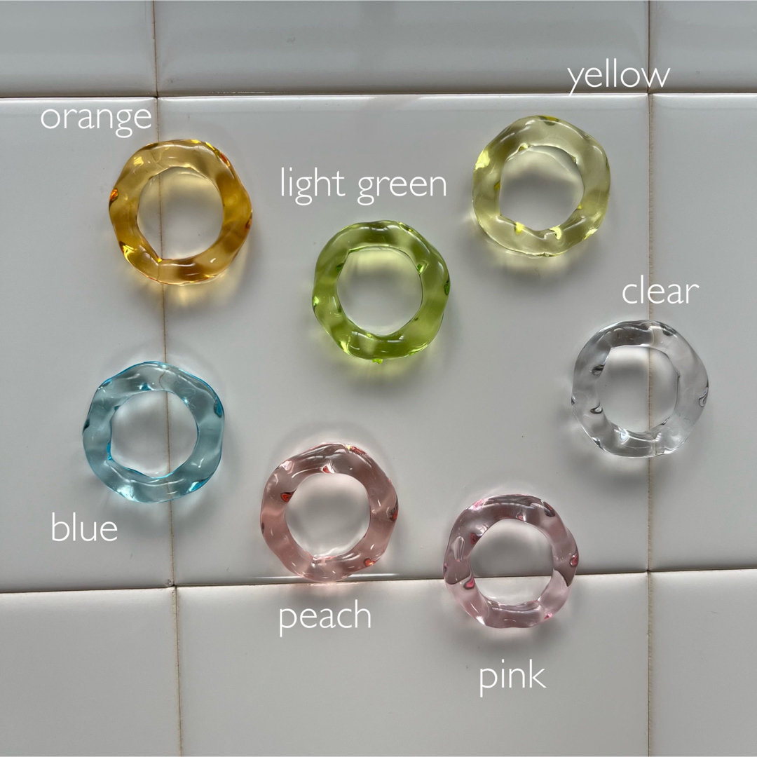 wave ring /  light green レディースのアクセサリー(リング(指輪))の商品写真