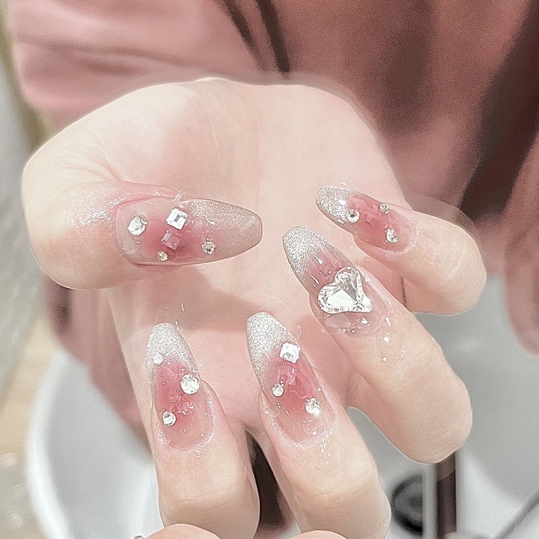 【No.37】チーク×マグネット♡フレンチ キラキラ ワンホン ネイルチップ | フリマアプリ ラクマ
