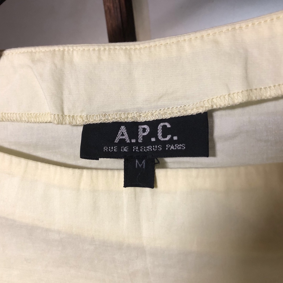 A.P.C(アーペーセー)の【美品】A.P.C.アーペーセー シャツ地ボートネックカットソー フランス製 M レディースのトップス(シャツ/ブラウス(長袖/七分))の商品写真