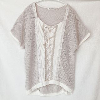 アクシーズファム(axes femme)のaxes femme サマーニット レース編み ドルマン トップス M(その他)