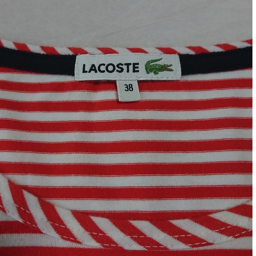 LACOSTE(ラコステ)のラコステ  Tシャツ  赤白ボーダー レディースのトップス(Tシャツ(半袖/袖なし))の商品写真