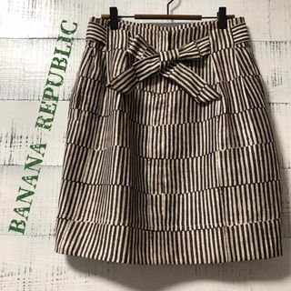 未使用 BANANA REPUBLIC リネン混 スカート ひざ丈 サイズ6(ひざ丈スカート)