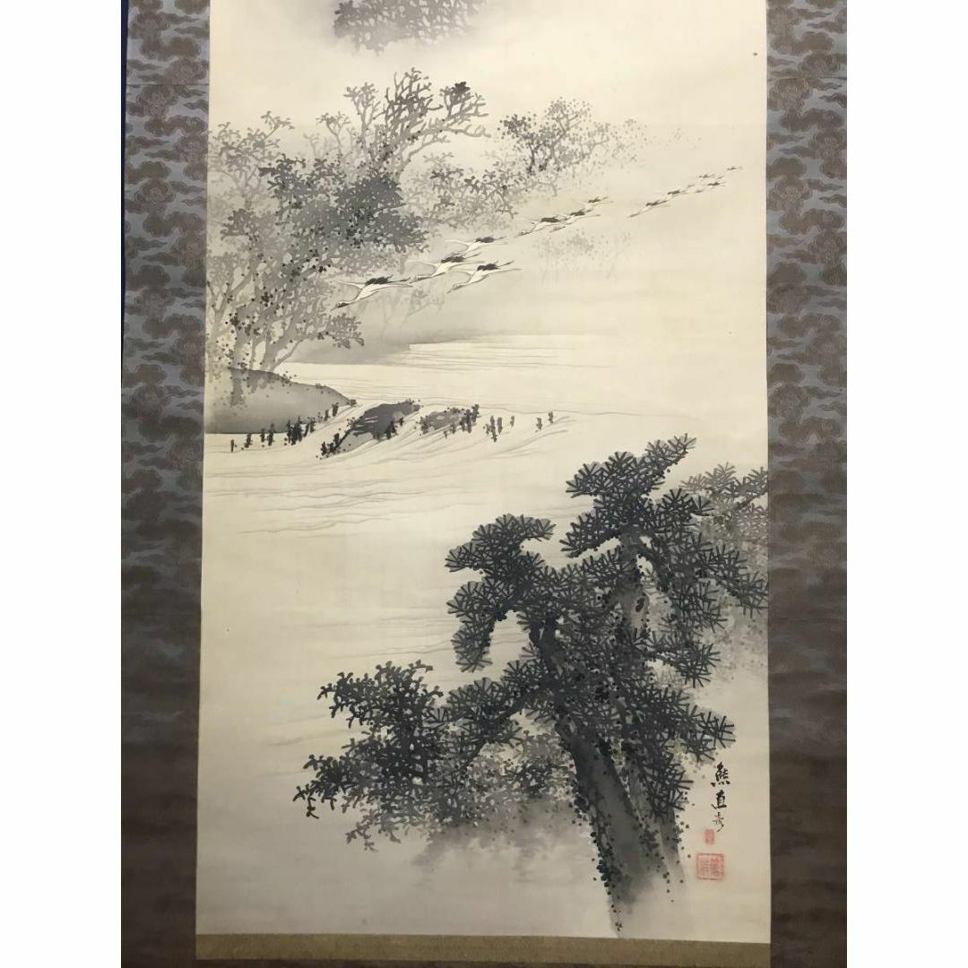 真作/水田竹圃/山水図/横物/掛軸☆宝船☆AD-76 (なにわ男子 真作/水田竹圃/山水図/横物/掛軸☆宝船☆AD-76 (なにわ男子
