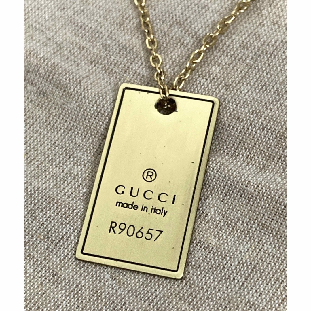 GUCCI/グッチ ゴールド系カラー タグ/プレート ネックレス(チェーン2種