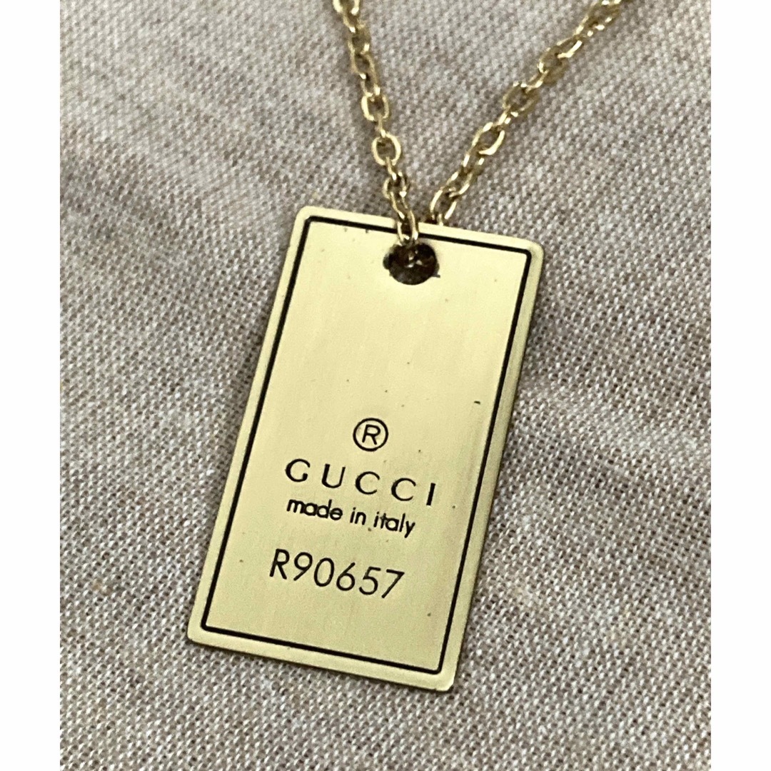 Gucci(グッチ)のGUCCI/グッチ ゴールド系カラー タグ/プレート ネックレス(チェーン2種 メンズのアクセサリー(ネックレス)の商品写真