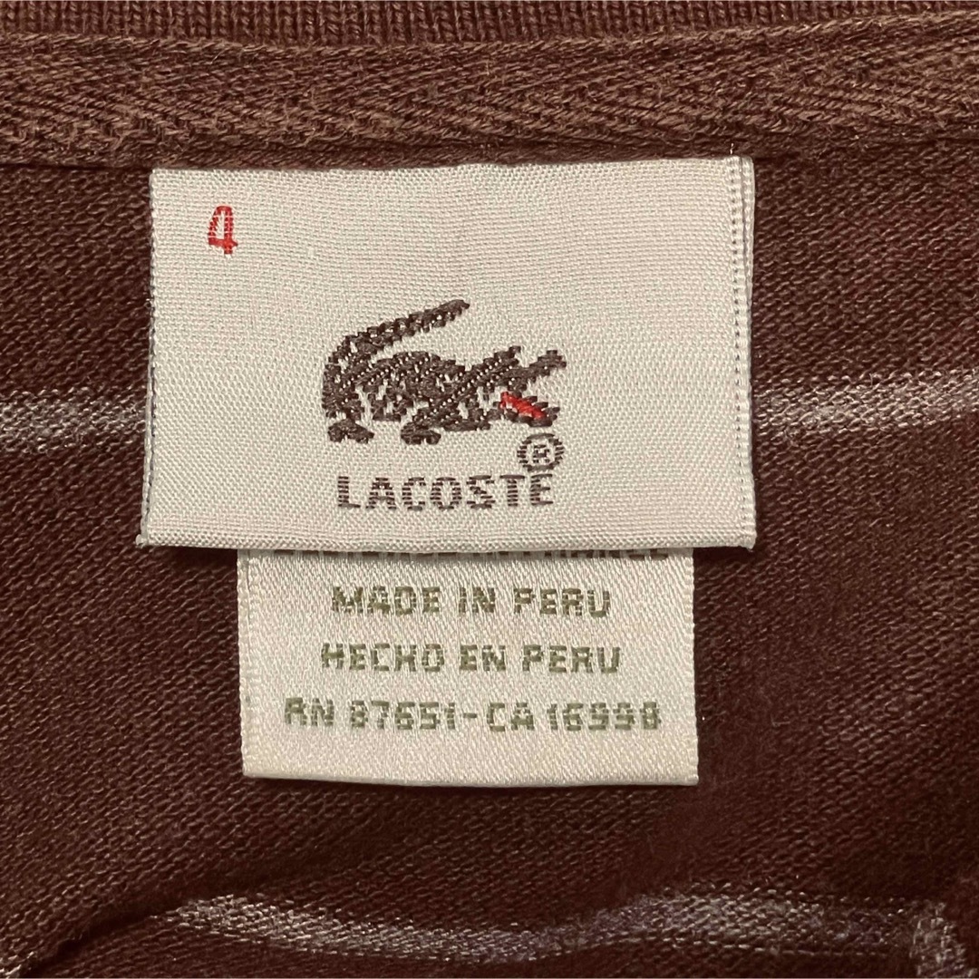LACOSTE(ラコステ)のラコステ ポロシャツ ブラウン ストライプ サイズ 4 メンズのトップス(ポロシャツ)の商品写真